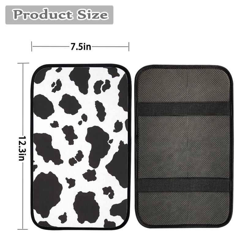Dreaweet Stylish Cow Print Auto Center Console Pad,Car Armrest Pad Car Armrest Seat Box Cover Protector for Most Vehicle, SUV, Truck, Car - Image 3